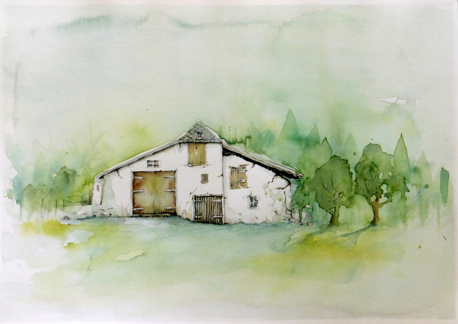 Die Baracke beim Wald 05 leicht farbig - unbewohnt