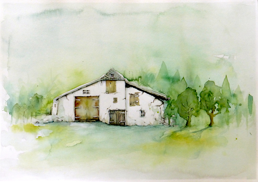 Die Baracke beim Wald 06 farbig - unbewohnt