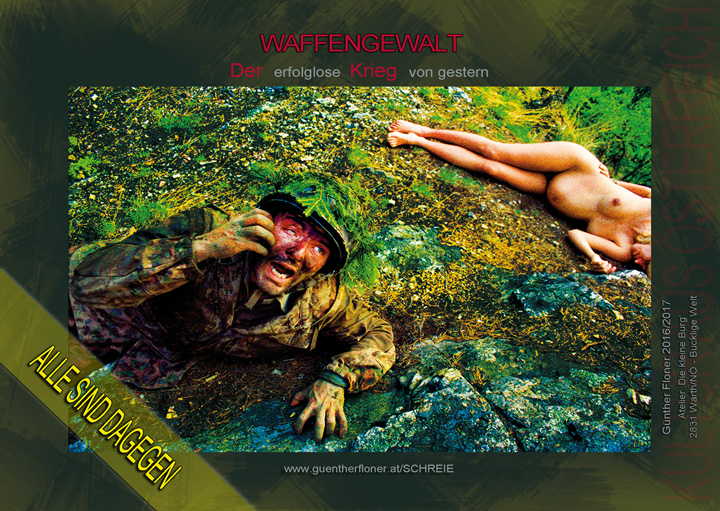 Wenn Sie hier auf das Bild klicken, öffnet sich die Webseite "SCHREIE" Kunstaktion 2016 - Waffengewalt - Alle sind dagegen